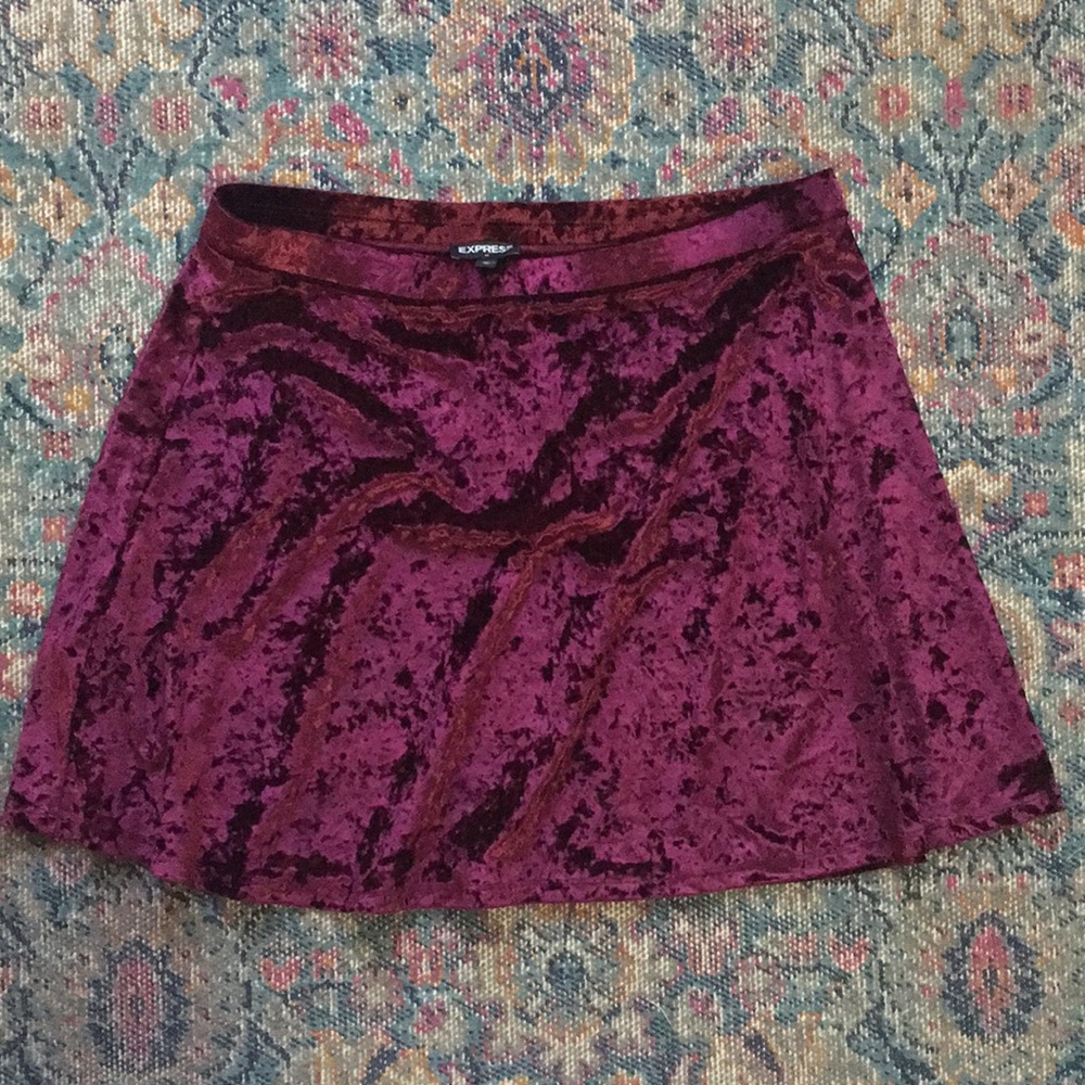 Red velvet mini skirt